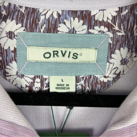 Orvis Casual Floral Trim Long Sleeve Quarter Zip Cotton Sweater Large Lilac NWT - Picture 5 of 12
